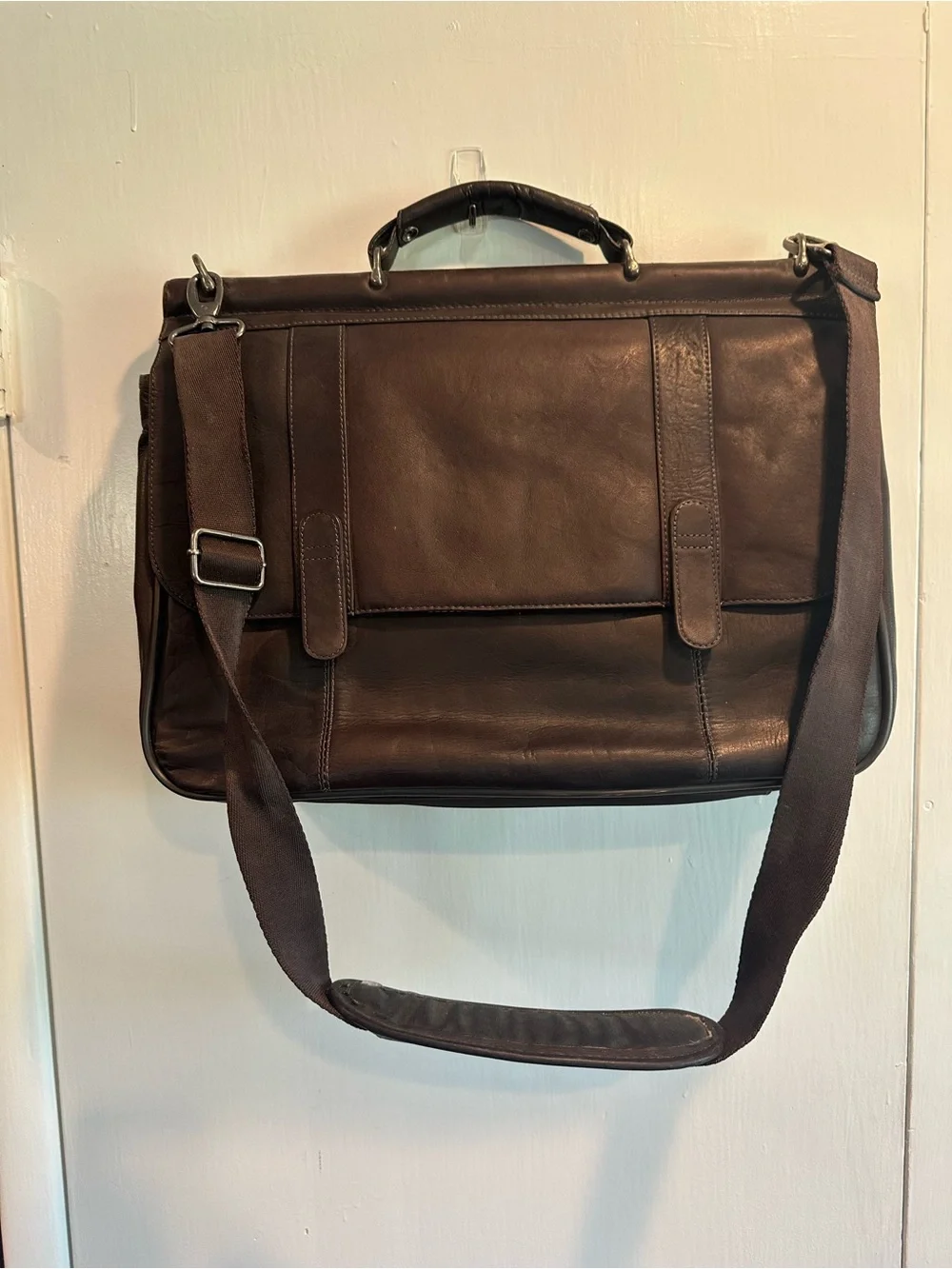 solo Dark Brown Leather Briefcase Messenger Bag